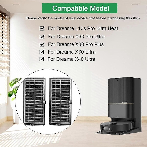 Hepa Filter til Dreame L10s Pro Ultra Heat / X40 Ultra / X30 Ultra / X30 Pro Plus/ X30 Pro Ultra Robotstøvsuger as shown