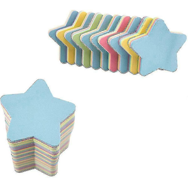 Stjerneformede Sticky Notes - 10 Blokke 76x76mm Selvklæbende Post Memo Søde Blandede Farver[D]