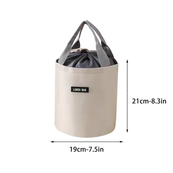 Matboks Oversized Isolert Rund Termisk Matpose Matboks for Spleiselag, Piknik, Termisk Pose for Varm/Kald Mat[D] Beige