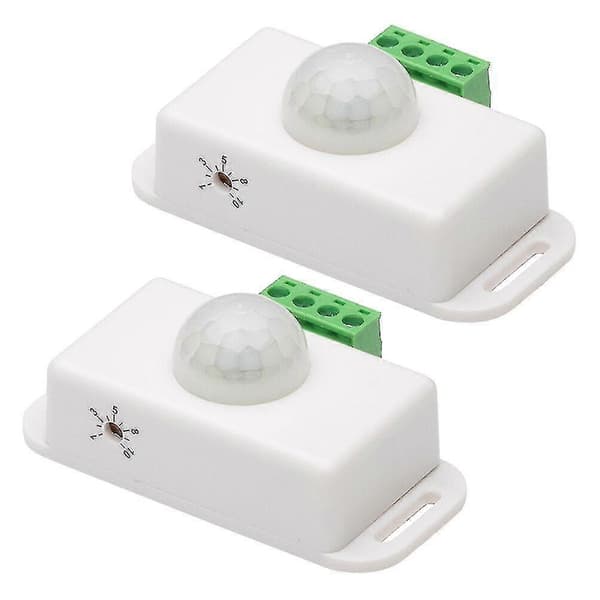 2st Infraröd Sensor 12-24v Rörelsesensor Pir Kontroller Timer Ljusbrytare[D] White