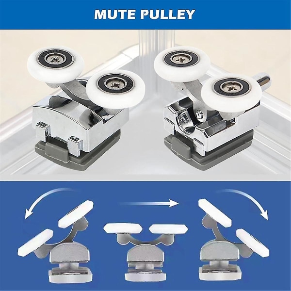Böjda duschdörrrullar, 8 st duschglasdörrrullar, ersättningsduschdörrhjul, för böjda badrum från GUANZAI [kk]