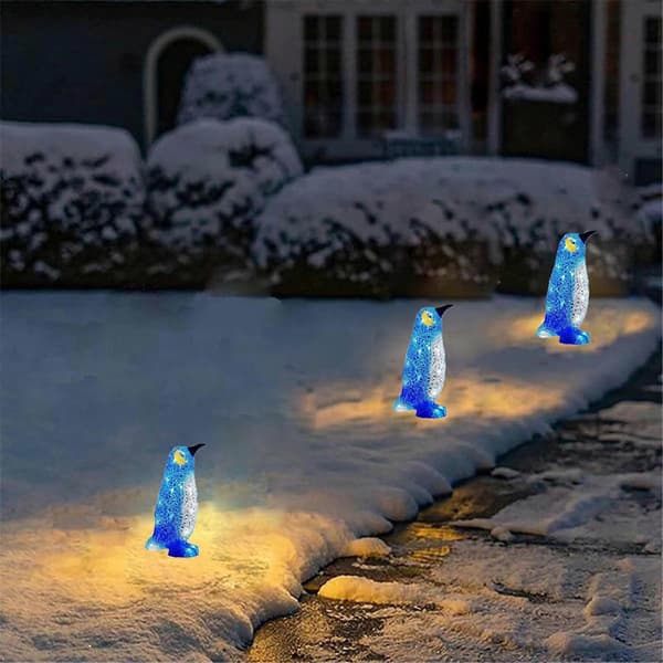 Julepynt 2023! Lysende glitrende dyr med stripelys for utendørs terrasse, forhåndsbelyste LED dekorative figurer[D] Blue