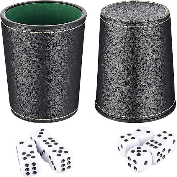 Läder Tärningskopp Set, Läderimitation Tärningskopp Skakare Med 10 Prick Tärningar För Spela Spel Fest Leksak Presenter (2 st)