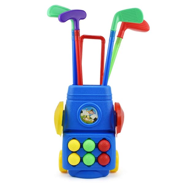 Golfsæt legetøj til børn - Komplet golfsæt til 3-6 årige, justerbar trækvogn, 4 køller, 6 bolde, minigolfspil, perfekt [D]