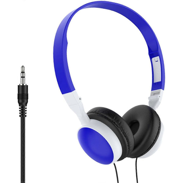 Kablet OverEar Computer Headset med Støjreducerende Puder, Foldbart Design til PC og Tablet, Mørkeblå[D]