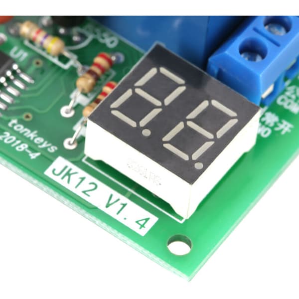 Justerbar timermodul, 12V tidsfördröjningsrelä, tidsrelämodul, LED-display timerfördröjningsrelä, 12V DC timerfördröjningsrelä med trigger 0.05