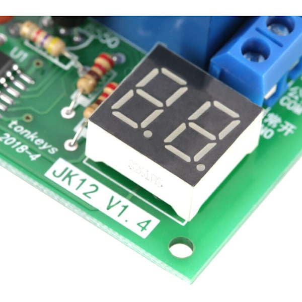 Justerbart timermodul, 12V tidsforsinkelsesrelæ, timingrelæmodul, LED-display timerforsinkelsesrelæ, 12V DC timerforsinkelsesrelæ med trigger 0.05