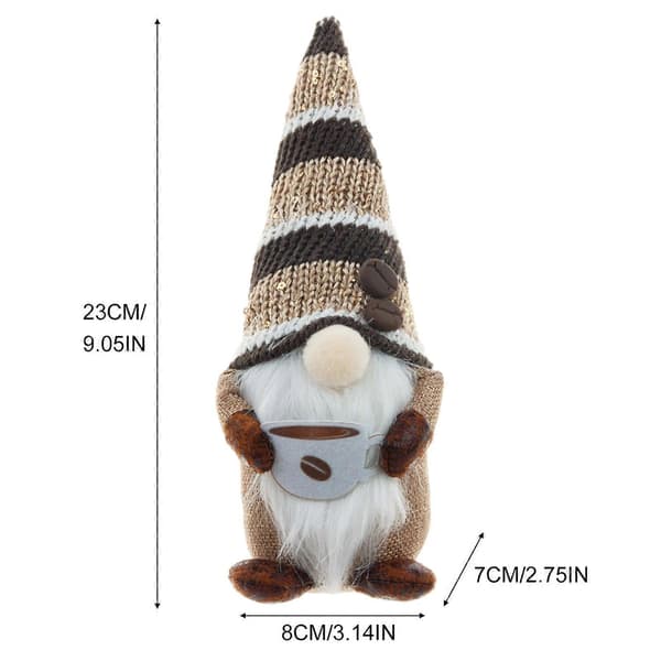 1 st Påsk Tomte Docka, Kaffe Tomtar Plysch Dekor, Handgjord Älv Tomte Samlarobjekt Plysch Docka[D] B