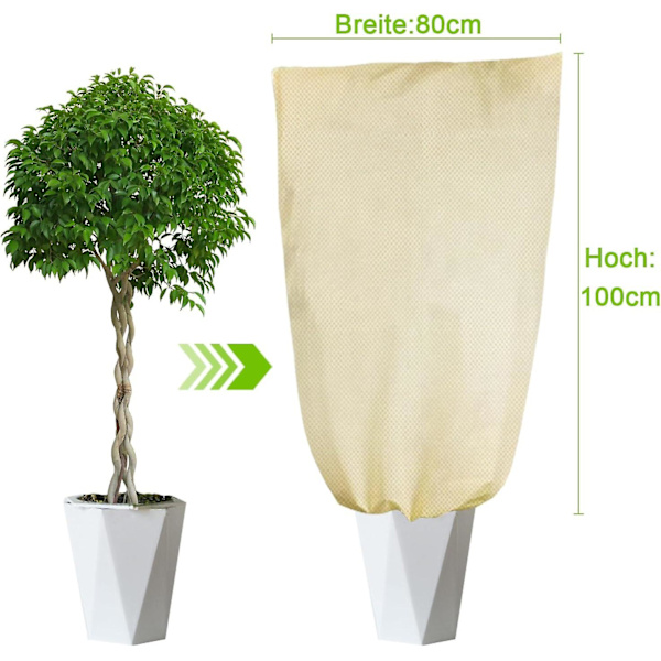 Vinterbeskyttelse til planter plantebeskyttelse vinter vintertelt med lynlås og snøre frostbeskyttelse plantehætte vinter 80 x 100 cm 1 stk