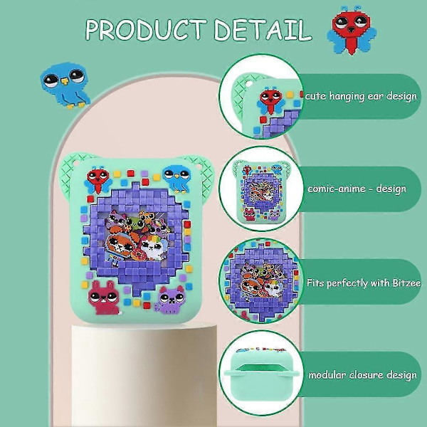 Bitzee-fodral Kompatibelt med Bitzee Interaktiv Digital Husdjur, Bitzee Tillbehör, Bitzee Silikon Bärfodral för Bitzee Digital Husdjur Green