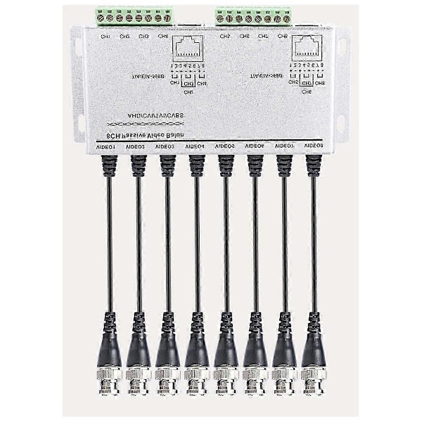 8-kanals HD CVI/TVI/AHD Passiv Transceiver 8 kanaler Video Balun Adapter Sender BNC Til UTP Cat5/5e[D]