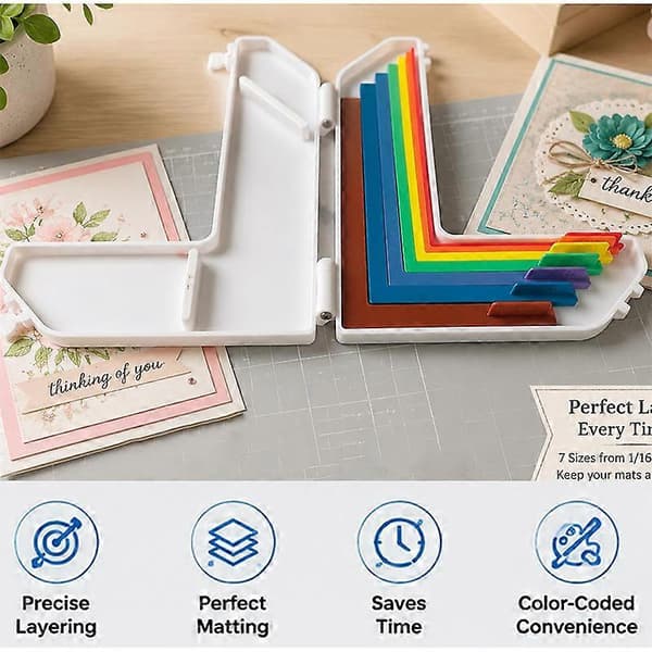 Papirhåndværk Justeringsguide 7 stk. Opbevaringsboks Kortfremstilling Scrapbooking (D)
