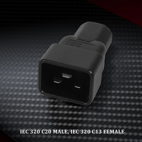 Beigefärgad IEC 320 C13 till C20 AC-adapter, IEC 15A till 10A, 16A till 10A AC-omvandlare, C20 16A till C13 10A strömkabel [kk] Black