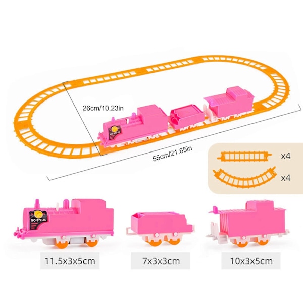 Flerfarget montert togvogn, elektrisk togvogn, DIY-bil, DIY elektrisk tog, barneleke [D] pink Three carriages