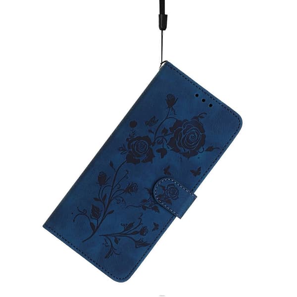 Rosmönster Läder Flip Fodral för iPhone 17 Pro med Mörkgrå Riser[D] Dark blue Dark Blue
