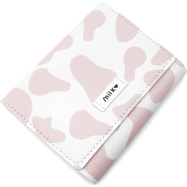 Tri-fold PU-pung med søde designs, lille pung med lynlåslomme til kvinder[D]