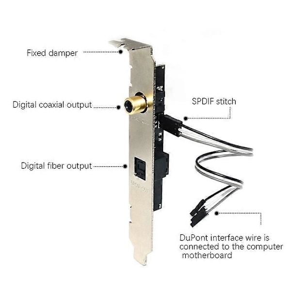 24Bit 192Khz Datterkort SPDIF Optisk og RCA Udgangsplade Kabelbeslag Digital Lydoutput til Black