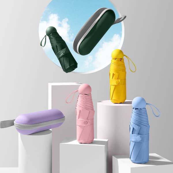 Vanntett 6-ribbet mini paraply med C[D]