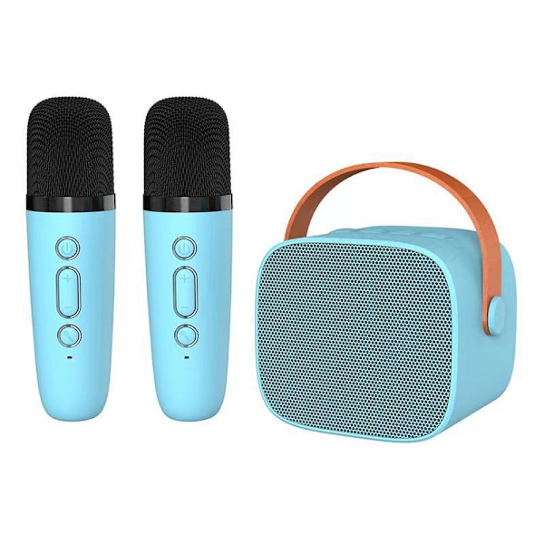 Mini Karaoke Machine for Kids Adult, Portable Bluetooth Karaoke Speaker with 2 Wireless Microphones Blue