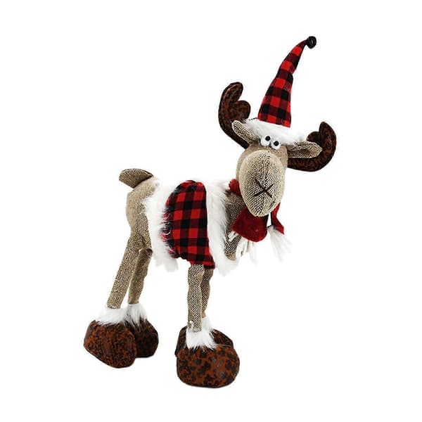 Stående juleelgdukke til julegave[D] Plaid Deer