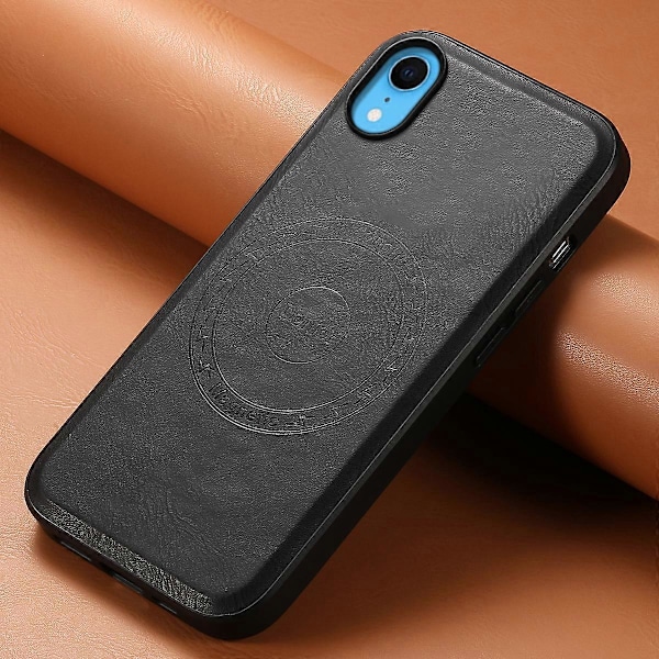 DENIOR iPhone XR -kotelo PU-nahkainen puhelimen takakuori, yhteensopiva MagSafe[D]:n kanssa Black