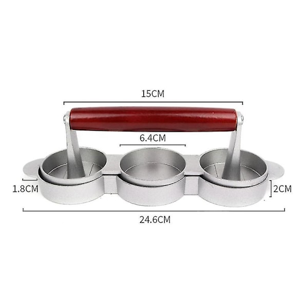 Mini Hamburgerpressar Nonstick 3 Fack Liten Hamburgare Press Trippel Biffburgare Form Mac[D]