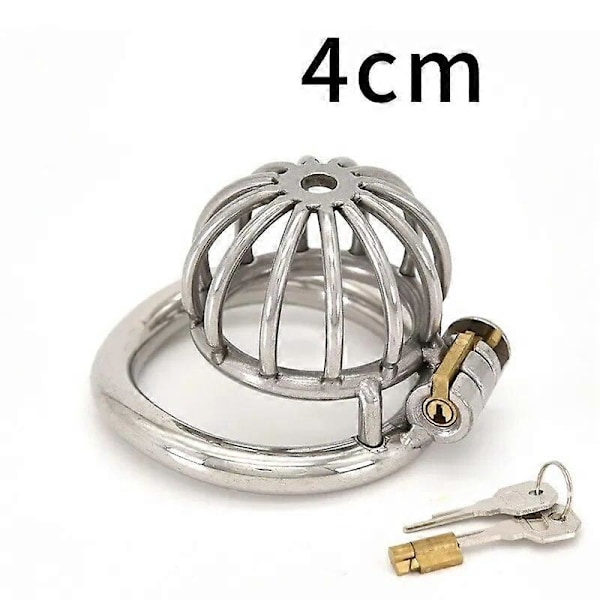 304 Rostfritt Stål Manlig Kyskhetsbur Enhet Begränsning Spikad Ring med Lås 4.5CM