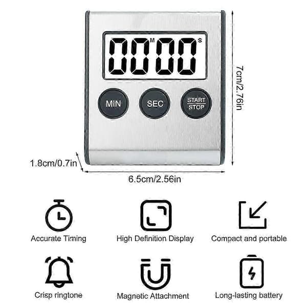 2 st Köksklocka Digital Timer Köksklocka Stoppur Digital Timer med Magnet Äggklocka Digital Köksklocka[D]