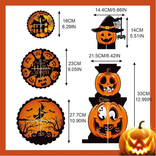 Multifunksjonell Halloween Gresskar Dessertstativ - Solid Papp Kake- og Makronutstillingsstativ for Skumle Fester, Heksetema-dekor (D)