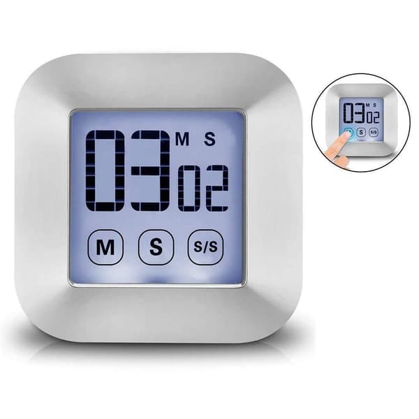 Betterlifefg-køkkentimer, magnetisk digital køkkentimer med LED-display (sølv)