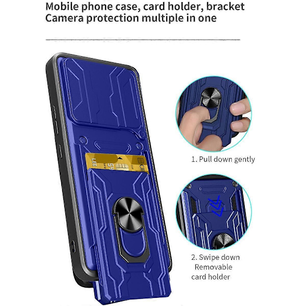 Cover til Xiaomi Redmi Note 14 4G (164.84mm) PC + TPU Støtteben Telefon Bagcover med Kamera Slider -[D] Multicolor Sapphire