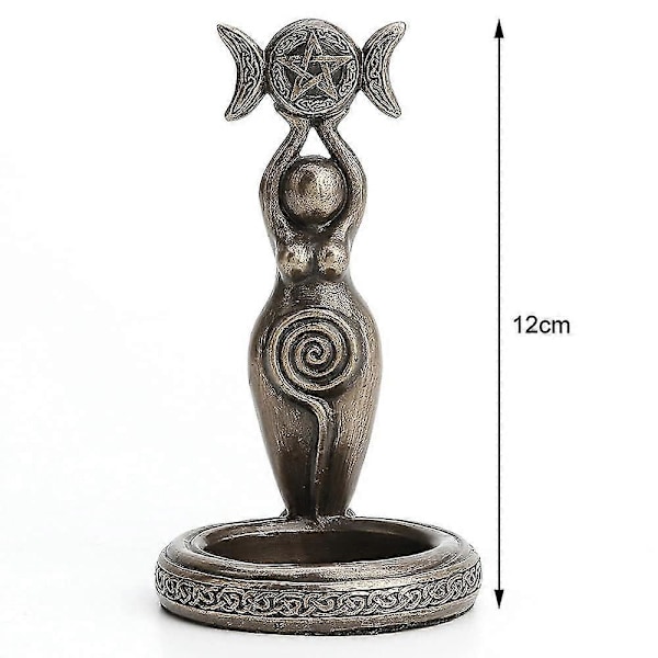 ZK-Spiral Goddess Figurine Triple Moon Tealight Lysholder Harpiks Skulptur Hjemmedekor