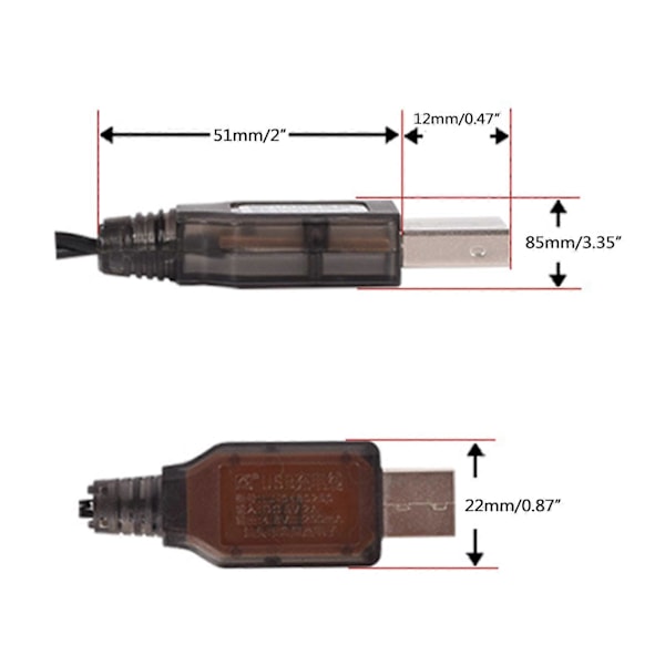 9.6V NiCd/NiMH Batteri USB Oplader 200mA til RC Bil Båd til Tank Legetøj[D] Positive