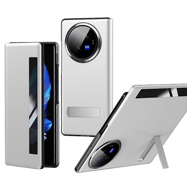 Magnetiskt mobilskal med fönster för vivo X Fold3, PU-läder + PC-skal med dold kickstand White