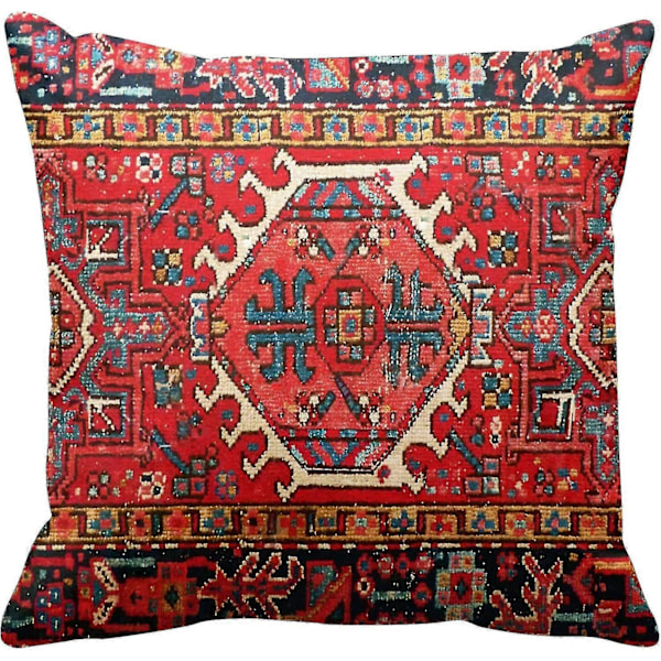 4-delars Set Vintage Röd Blommig Turkisk Persisk Matta Linne Kuddfodral Hemkudde Kudde Kuddfodral Geometrisk Persisk Kilim Heminredning 4 St