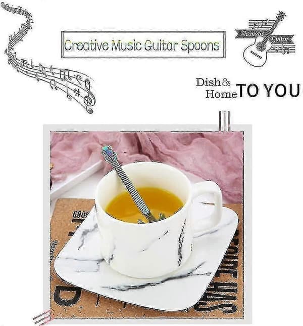 Guitar Skeer Kaffe Musik Note Teske Sæt, Esrise Rustfrit Stål Farverig[D]