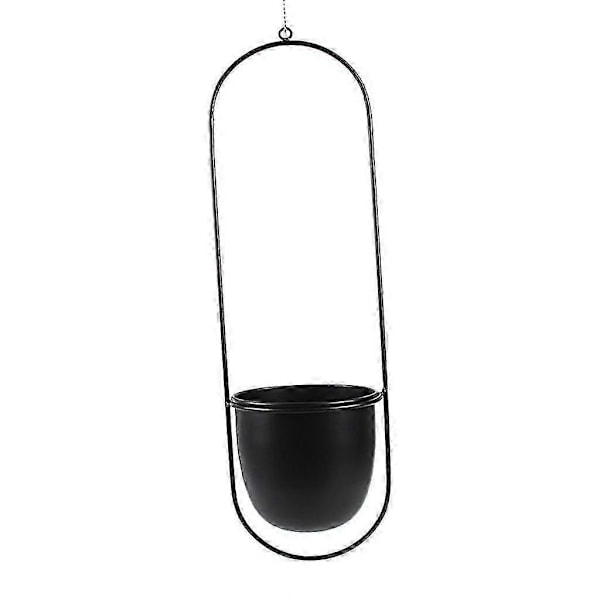 Nordisk Vägg Modern Stil Metall Växt Hängare Minimalistisk Plantering Mid Century Blomkruka för inomhus och utomhus (Rund Form)[D] Black