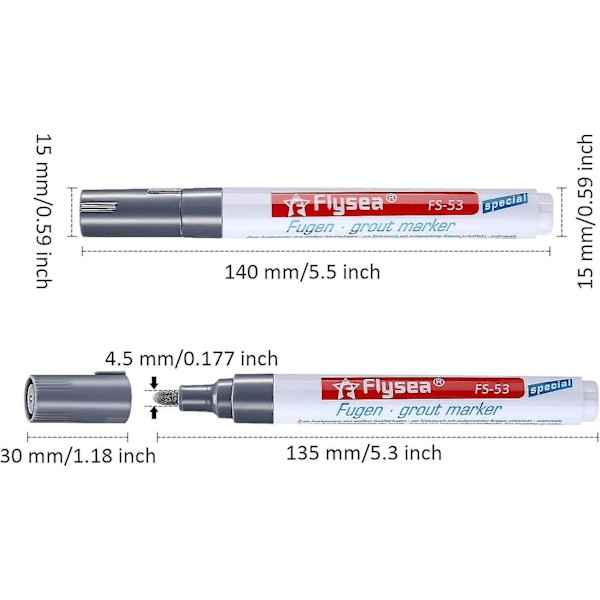 6 st Groutpenna för vägg, Grout Restorer Pen, Reparationsmarkör, Grout Filler Pen för badrumsgolv, vägg, kakelrenovering (mörkgrå)