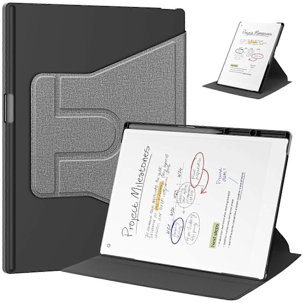 For ReMarkable Paper Pro Etui Front Support 360 Graders Drejelig Stativ PC+PU Læder E-læser Cover - Multicolor Grey