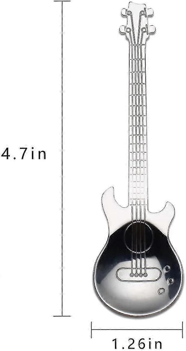 Gitarr Kaffeskedar 6-pack Kreativa Söta Skedar 18/10 Rostfritt Stål Teskedar Gitarrformade[D]