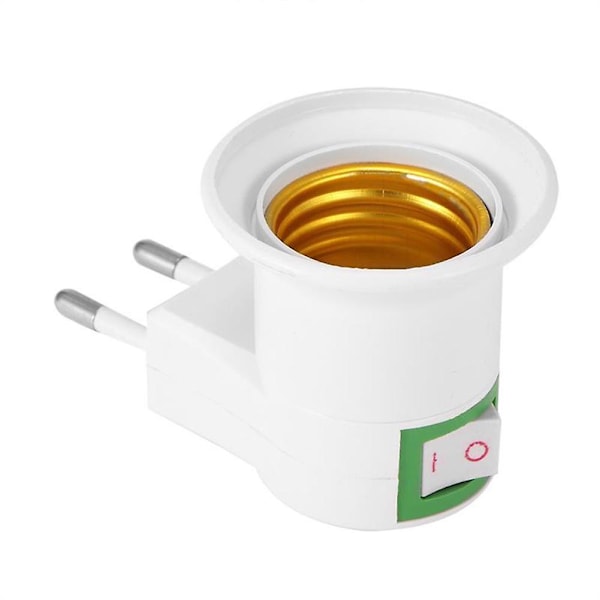 E27 EU-kontakt Lampekobling Holder Base Socket Konverter Adapter med Kontrollbryter