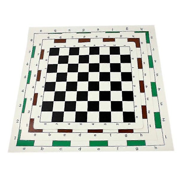 Skakmåtte, PU Læder Turnering Rul-Op Skakbræt Rulbart Skakbræt[D] 43cm Black
