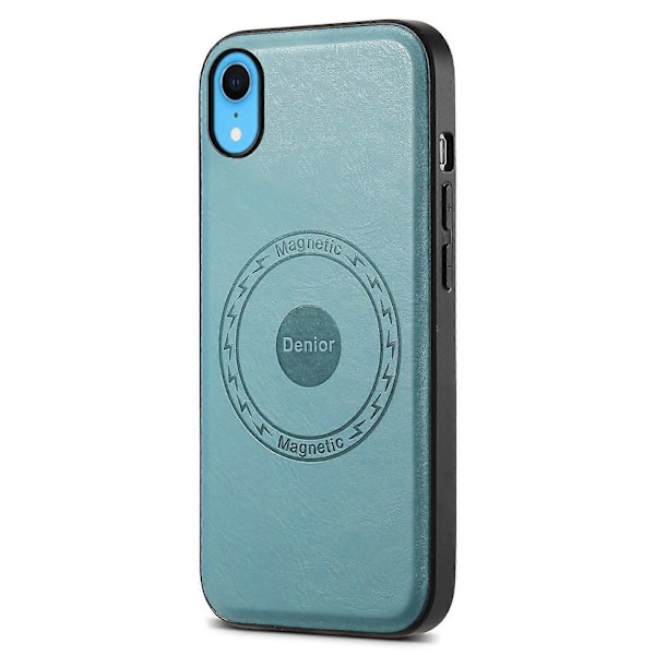 DENIOR Skal för iPhone XR PU Läder Telefon Baksida Kompatibel med Magsafe[D] Blue