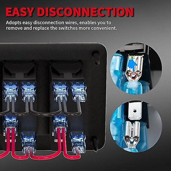 Marinswitchpanel Vattentät 12V 3-Gang Rocker Switch Panel Blå LED-Ljus Växelspak Aluminium Panel Förkopplad för Bil Lastbil Båt Husbil UTV ATV RZR