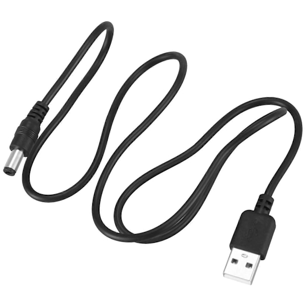 10X USB-kabel 5,5 mm / 2,1 mm 5V DC Barrel Jack Strømkabel (Sort, 75 cm)[D] Black