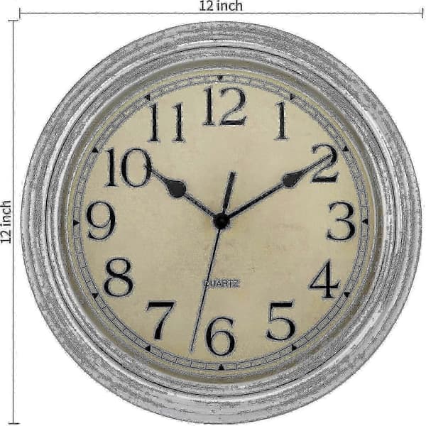Stille, lydløs retro kvarts vægur (30 cm) [D] silver