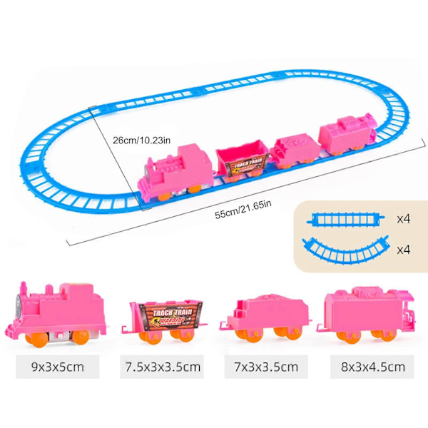 Flerfarget montert togvogn, elektrisk togvogn, DIY-bil, DIY elektrisk tog, barneleke [D] pink Four carriages