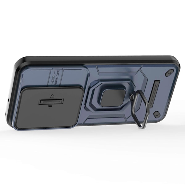 Skal med Stöd och Skjutbart Linsskydd PC+TPU för Huawei Pura 70 Pro / Pura 70 Pro+[D] Blue