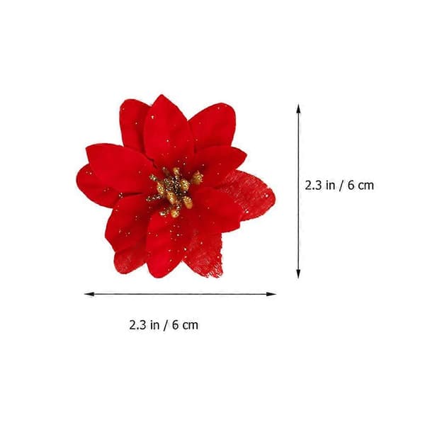 10 stk. kunstig juleblomstsimuleringsdekorasjonsblomst til julebord [D]