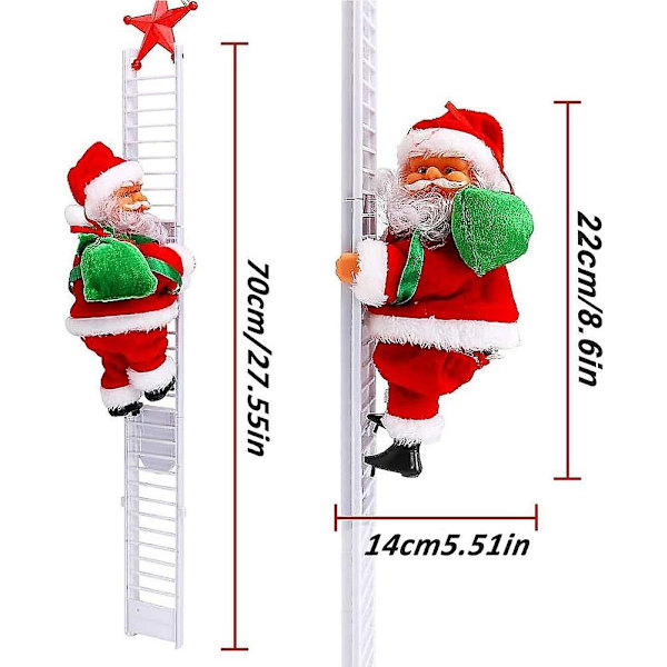 Jultomte som klättrar på stege, sjunger julsånger och spelar musik automatiskt 2024